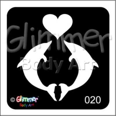 Glitter tattoo 020 Dolphin Heart Pack Of 5  Glitter tattoo 020 Dolphin Heart Pack Of 5